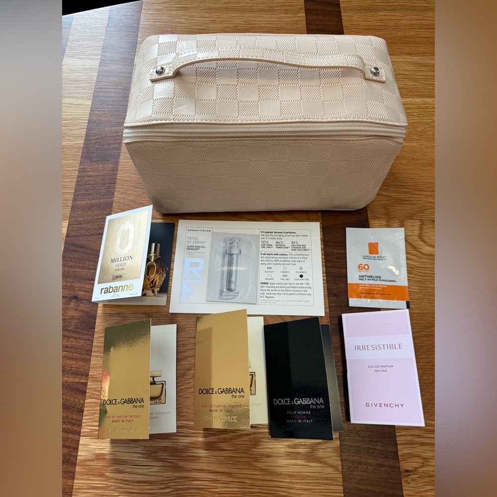 NEW cosmetic makeup bag and samples